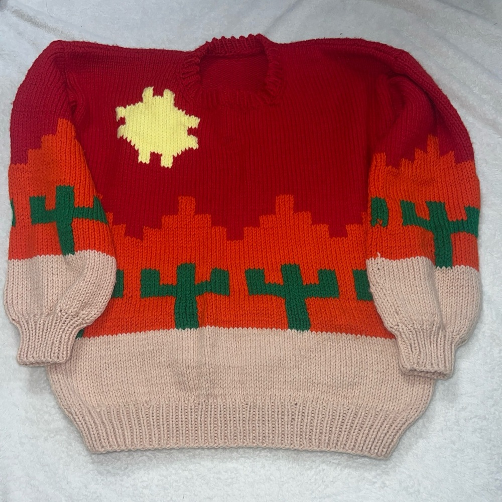 Vintage hand knit cactus desert sweater unbranded